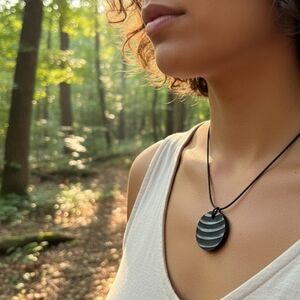 Shungite Stone Pendant Genuine Mineral EMF Shield Protection Amulet Breeze